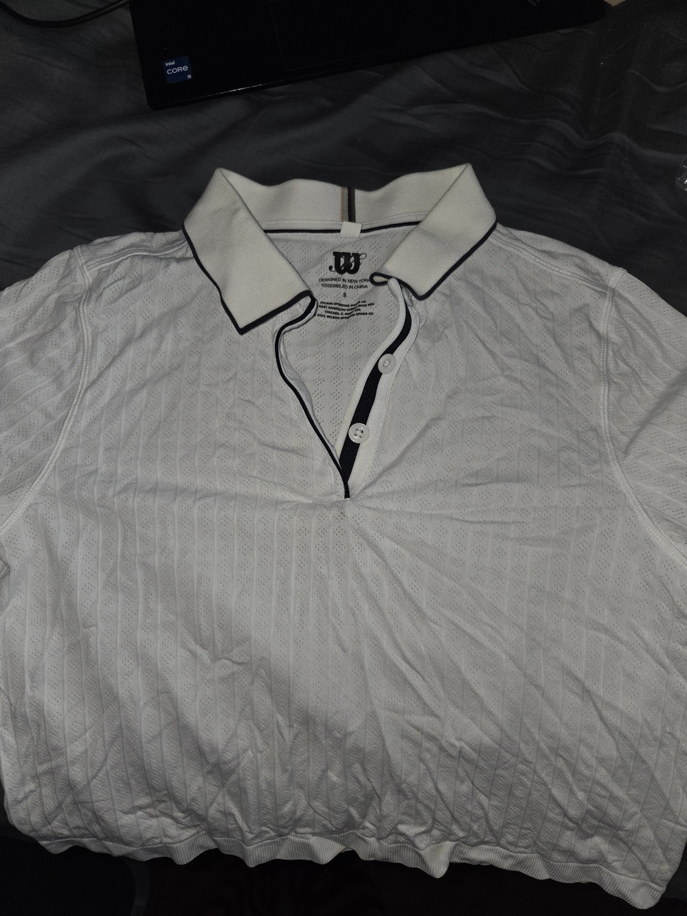 Kith x Wilson White Polo with Navy Contrast Trim